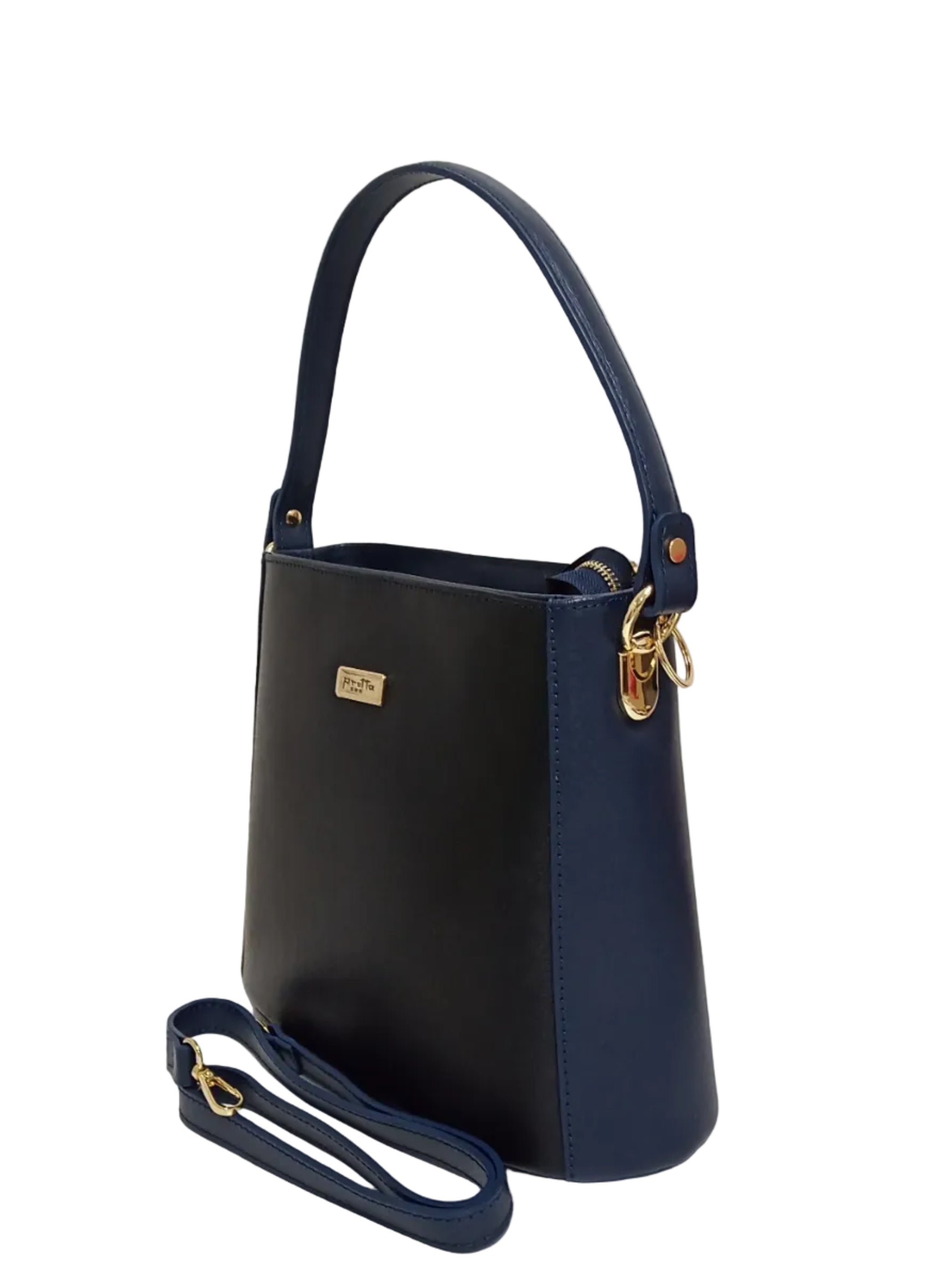 Pretta geanta din piele naturala, format incapator, ton negru, 2 compartimente