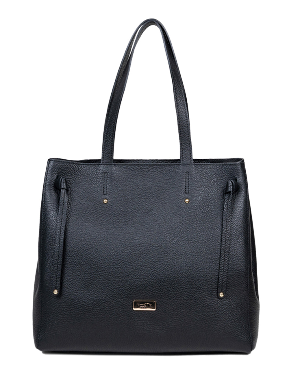 Pretta geanta din piele naturala, format incapator, ton negru, buzunare utile