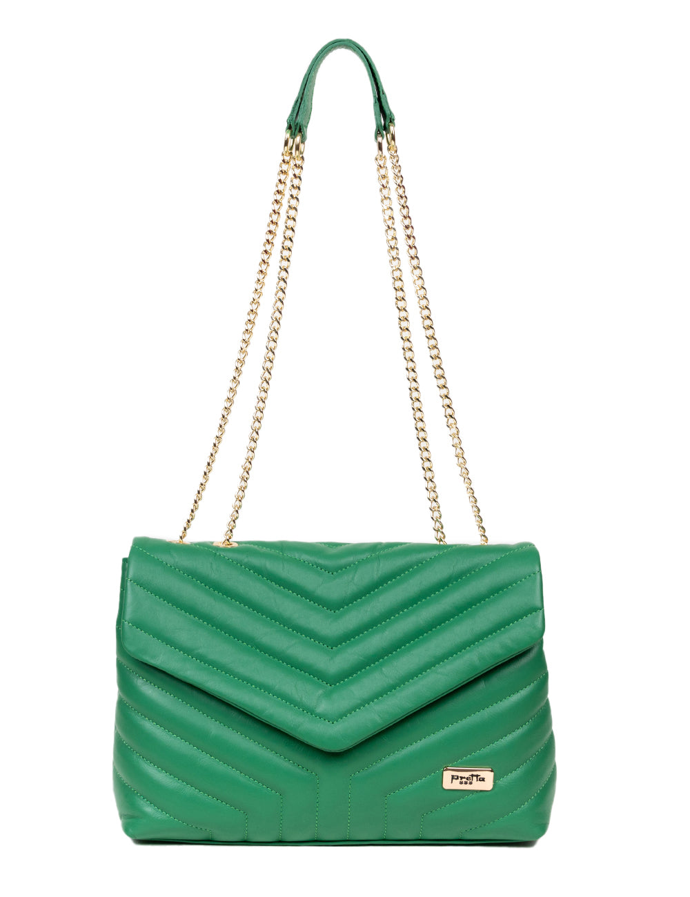 Pretta geanta din piele naturala, format incapator, ton verde, 2 compartimente