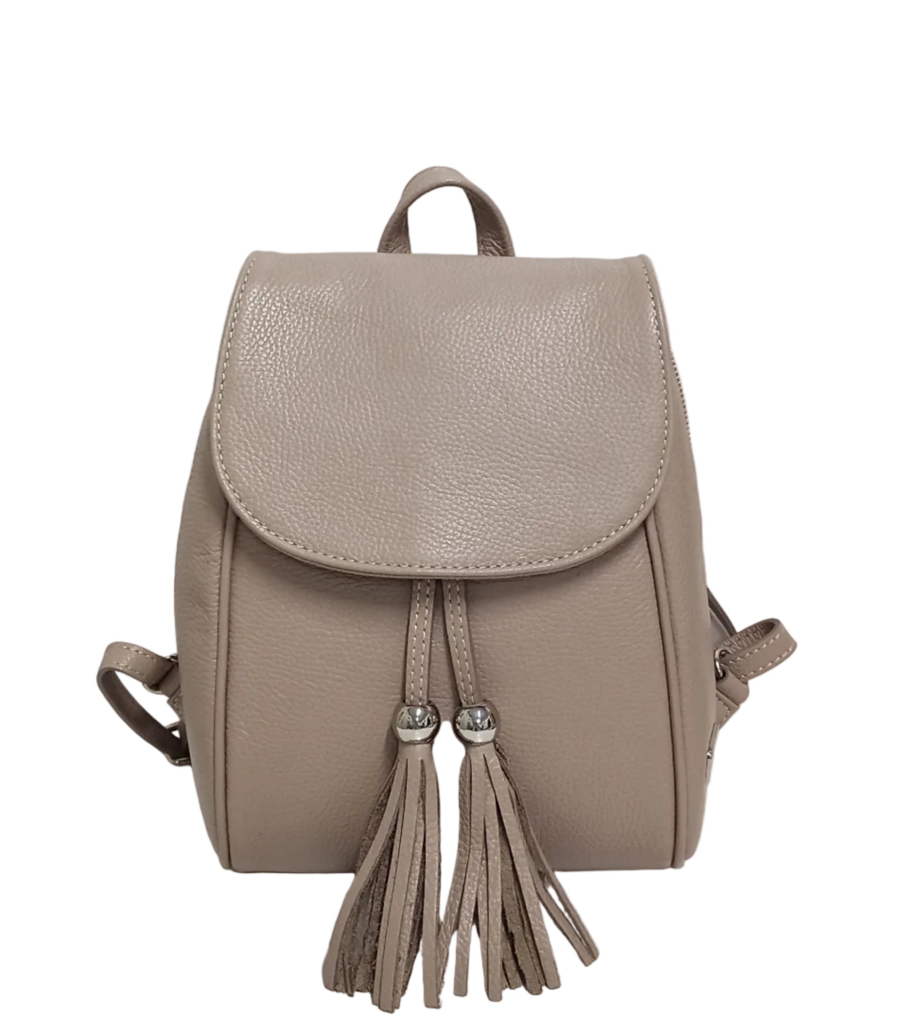 Pretta rucsac din piele naturala, format compact, ton bej natural, buzunare utile