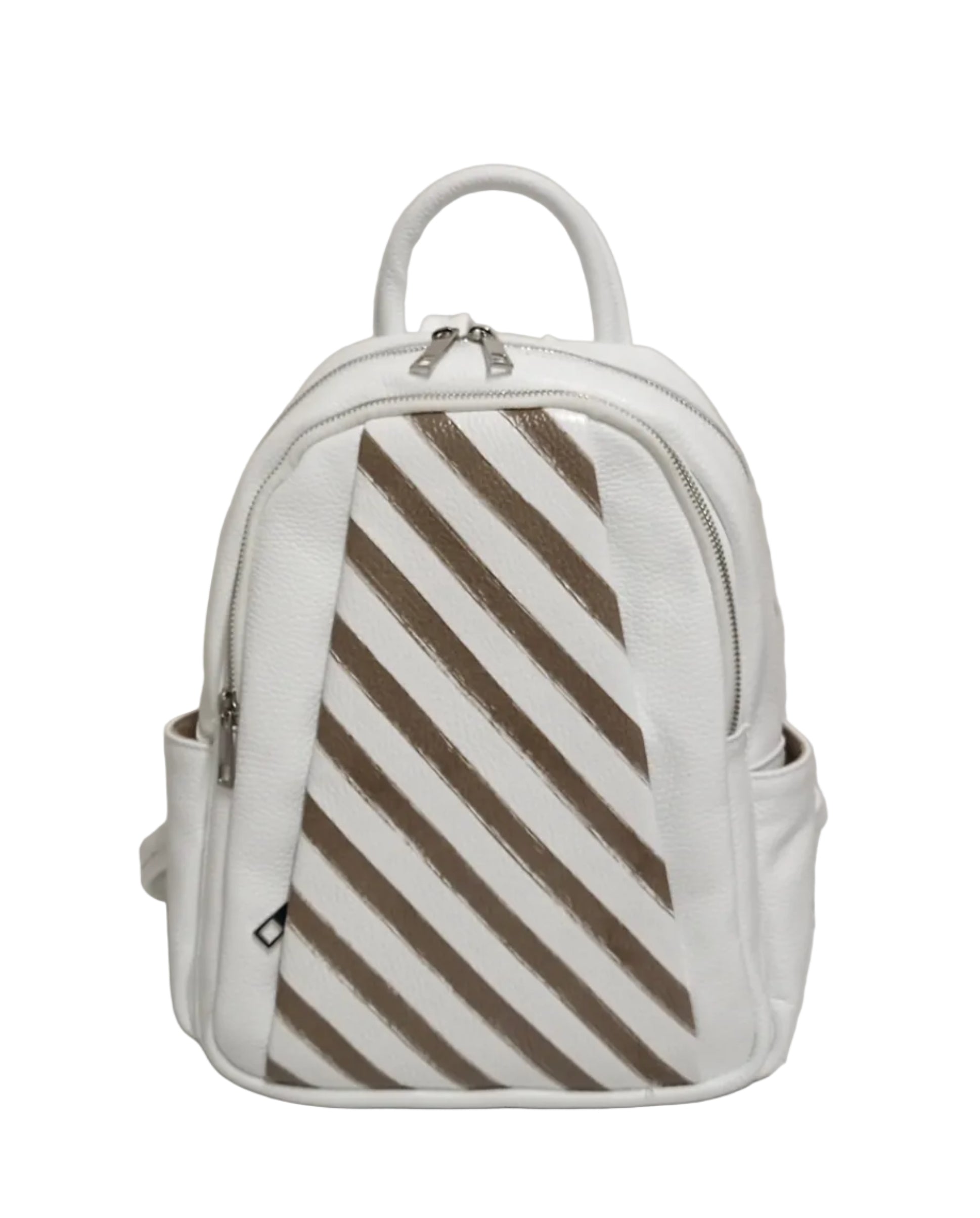 Pretta rucsac din piele naturala, format mediu, ton taupe, 2 compartimente