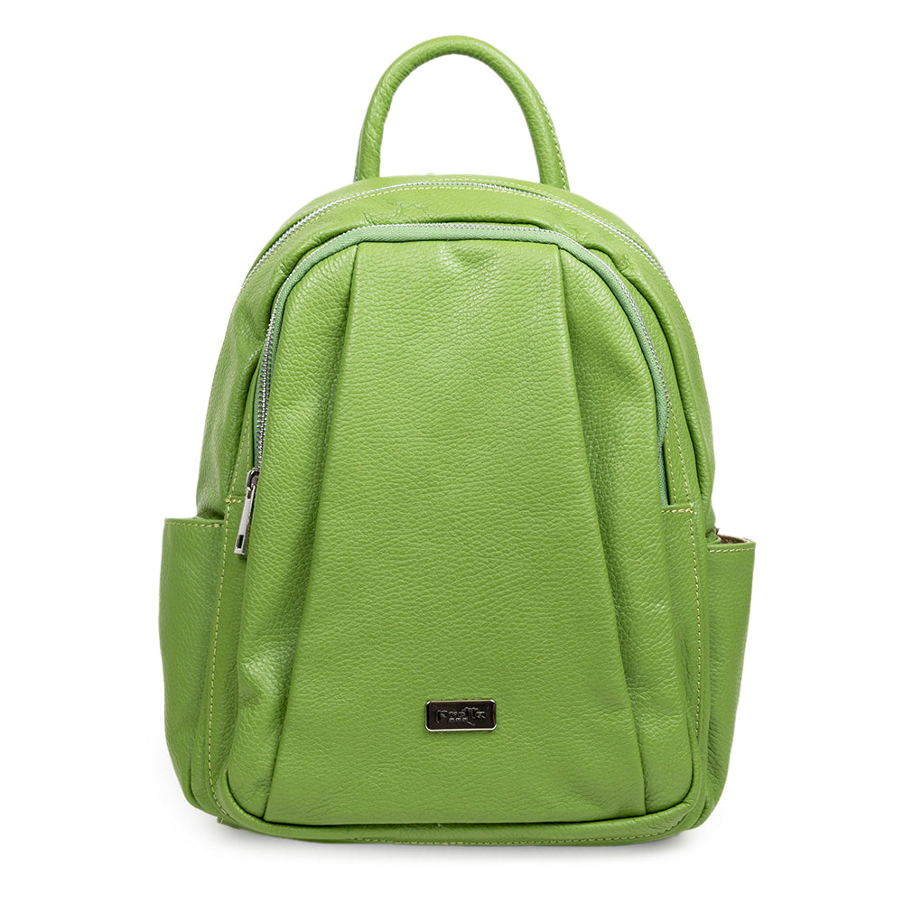 Pretta rucsac din piele naturala, format mediu, ton verde, 2 compartimente